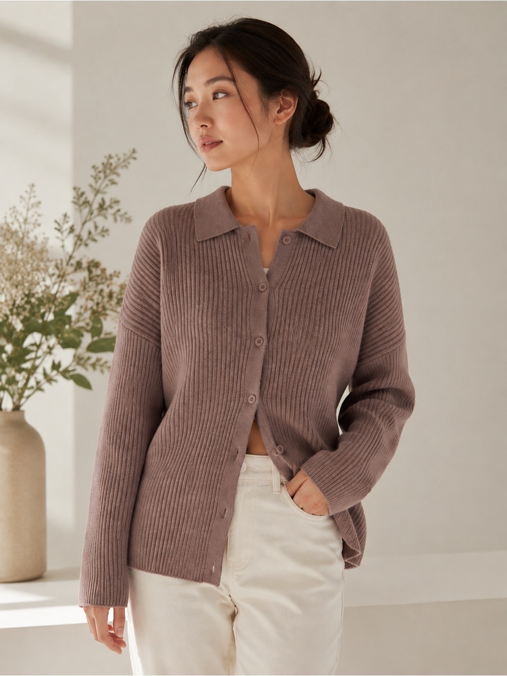 Cardigan Sweater Button Up Long Sleeve Size M
